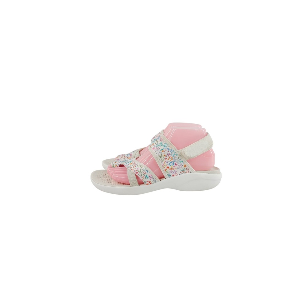 Zees,‎ Velcro Open Toe Casual Sandals, Women, Size 8.5M, Floral White / Blue.